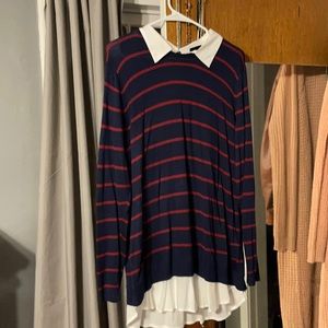 Cute plus size Oxford shirt/sweater combo